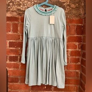 Mini Boden Long Sleeve Aqua Sea Dress (Size 7-8)